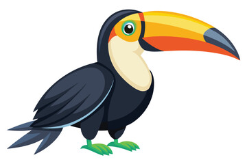 Fototapeta premium toucan silhouette line art vector on white background