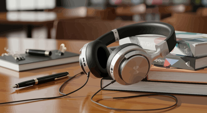 Black and silver over ear headphones.