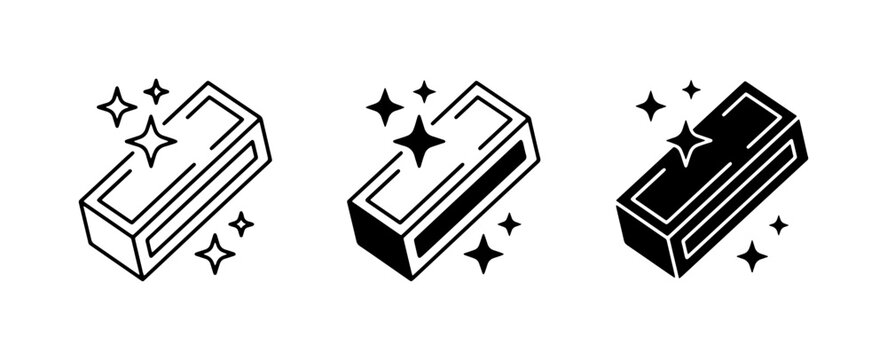 Bar Soap Icons, Clean Hygiene Symbols, Sparkle Shine Vector Set