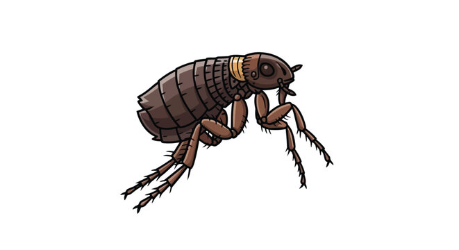 Detailed flea illustration isolated on white background parasitic insect for pest control and veterinary design