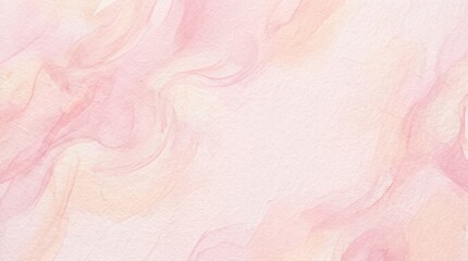 Fototapeta premium A watercolor background displays a soft, flowing pattern of pink and peach hues. The colors blend and swirl together, creating an abstract and artistic effect.