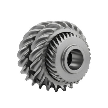Close-up of two meshing worm gears
