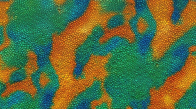 The image presents a vibrant, abstract pattern resembling reptile scales.