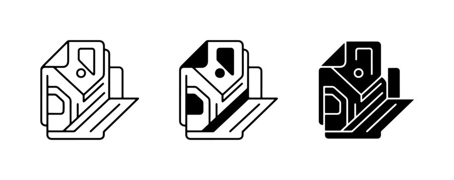 Printer Icon Set, Document Printing Vector Graphics, Office Equipment Icons