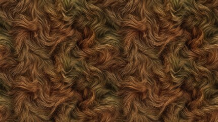 Fototapeta premium The image presents a dense, swirling pattern of brown and gold strands resembling tangled hair. The texture is highly detailed and creates a sense of depth and movement.