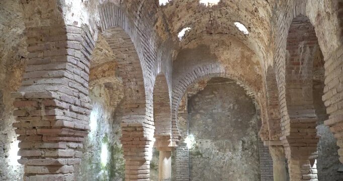 The Arabic baths of Ronda from the 13th to 14th centuries in Spain.