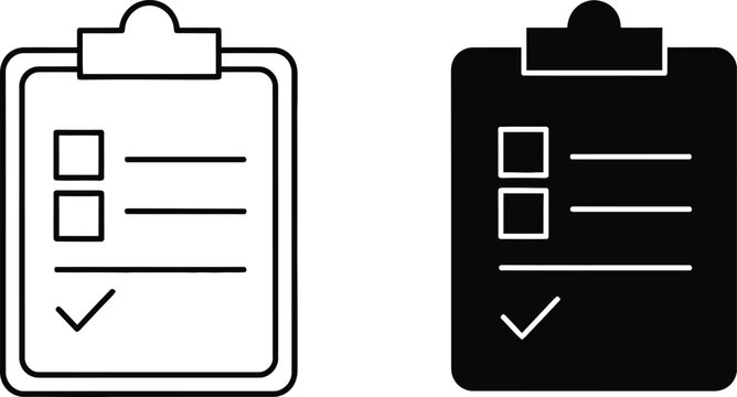 Checklist icon set linear and filled versions for digital interfaces