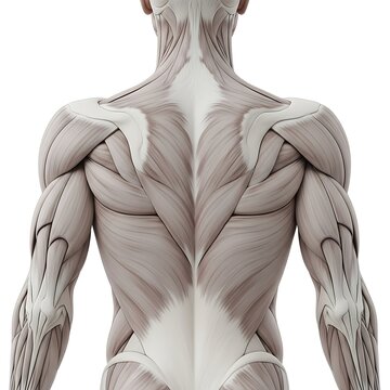 Human muscle anatomy back view.