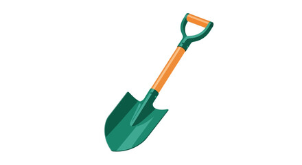 Green garden shovel with orange handle. © Yasmin
