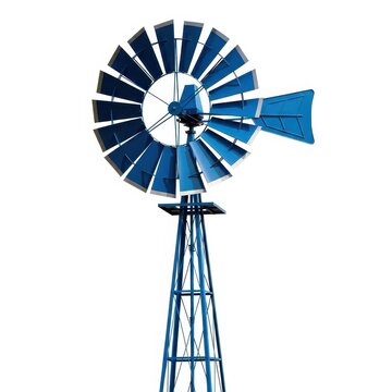 Blue metal windmill on white background
