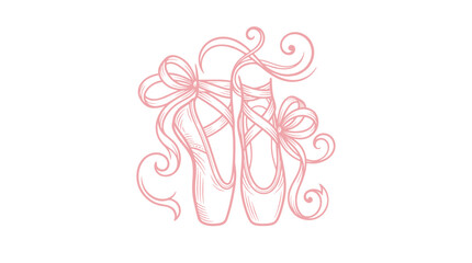 Elegant Pink Ballet Slippers with Ribbons - Dance Art © Biru