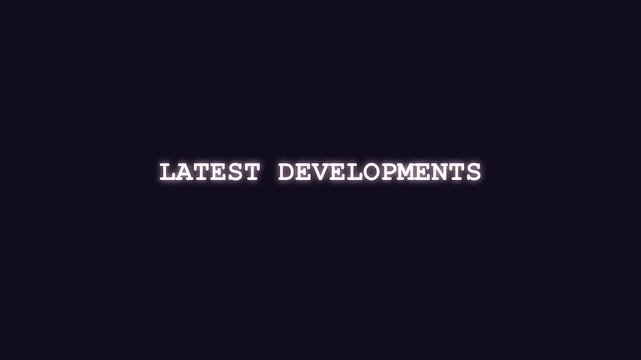 Digital cryptography revealing Latest Developments in glowing red font for breaking news updates and continuous media coverage on dark background