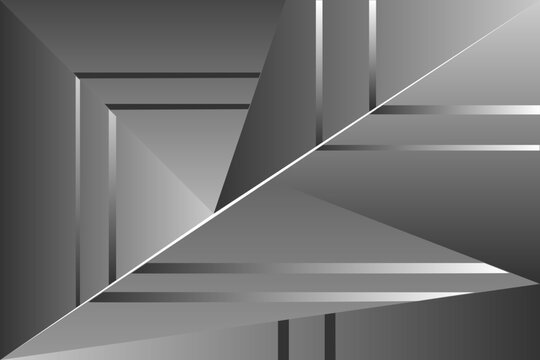 Sleek monochromatic abstract background with metallic grey and silver sharp geometric folding shapes