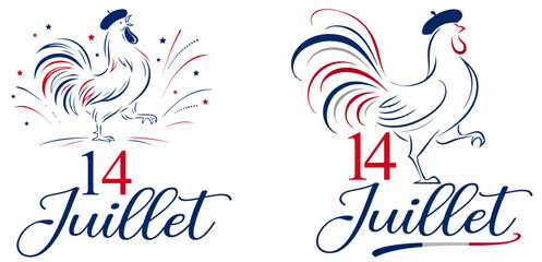Fête Nationale du 14 Juillet – Coq Français Festif et Tricolore © CURIOS