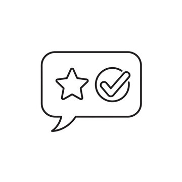 Customer feedback speech bubble with star and checkmark icon
