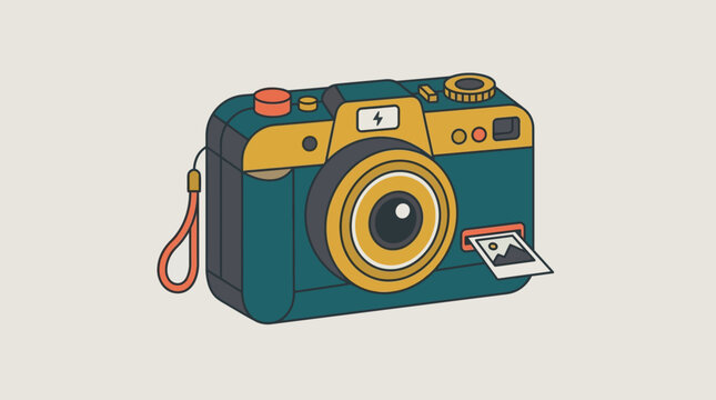 Vintage Teal and Yellow Camera.