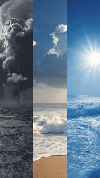 The three states of the sea&mdash;from stormy to calm&mdash;provide the atmospheric backdrop for meteorological research, illustrating the variability of the weather and the diversity of natural conditions.