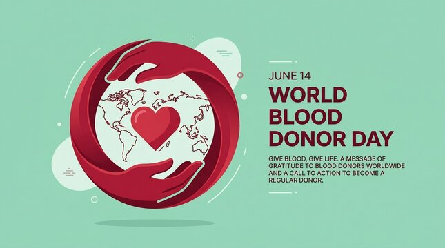 World Blood Donor Day vector illustration. Blood donation awareness poster design. Hemophilia or blood cancer day concept. World Blood Donor Day vector background. Awareness poster with red drop