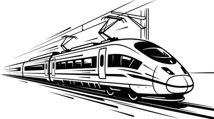 High speed bullet train on tracks illustration © erna