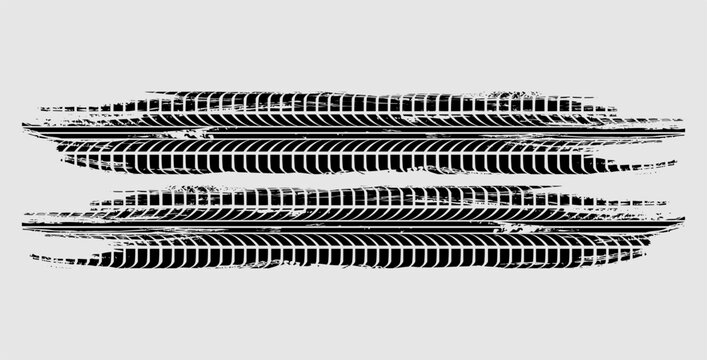 tire track various vector silhouette grunge texture element brush white background