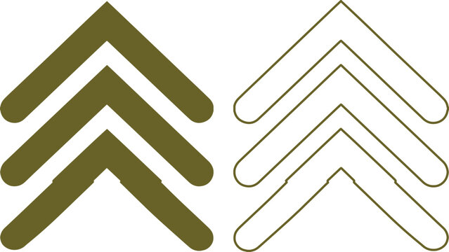 Military rank insignia vector set, chevron army stripes, sergeant major uniform badges, tactical achievement symbols, graphic design elements for armed forces and security themes