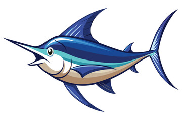 Naklejka premium swordfish silhouette line art vector on white background