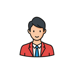 Fototapeta premium Smiling cartoon businessman in red jacket.