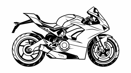 Fototapeta premium Modern high performance sport motorcycle side view profile.