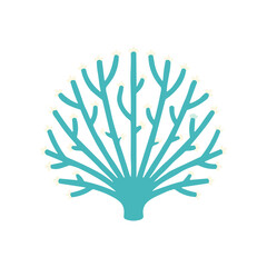 Teal Coral Reef Illustration Graphic. © Win