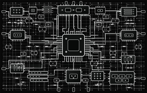 Complex Microchip Network Circuit Board Design