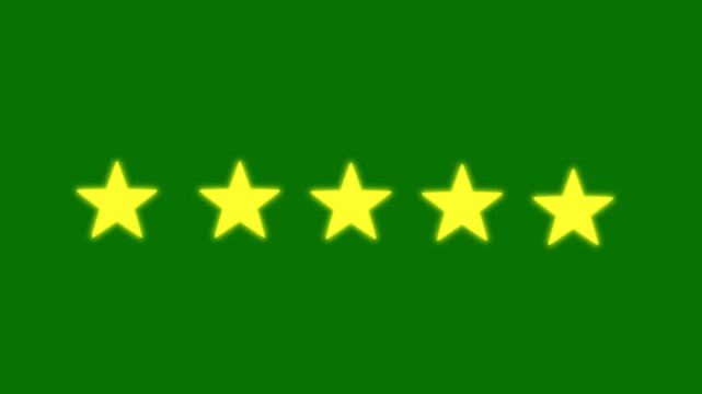 Sparkling stars Shine animation, 4k golden star sparkle vector doodles, Special with rating five star icon animation, effective in feedback, white cartoon, flat, vector, green screen background