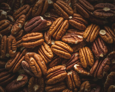 Pile of Shelled Pecan Halves pecans nuts