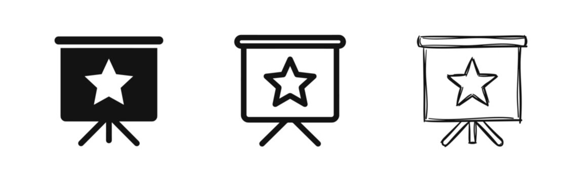 Success and Excellence Presentation Icon Set - Flipchart with Star Symbol