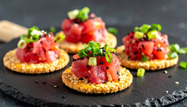 Thunfisch-Tatar auf Sesam-Crackern