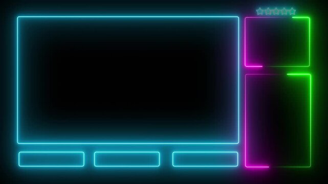 Intermission Stream Overlay Animated, Neon Sign looping facecam and chat for live streaming.