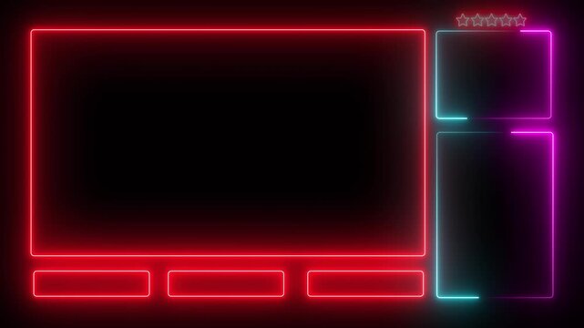 Intermission Stream Overlay Animated, Neon Sign looping facecam and chat for live streaming.
