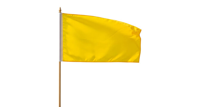 Yellow flag waving on a pole against clear sky