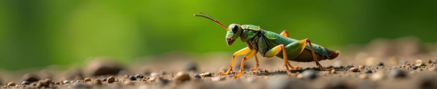 Acrida Cinerea locust, blurred natural backdrop, brown, image