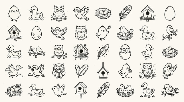 Birds and various bird species icons.