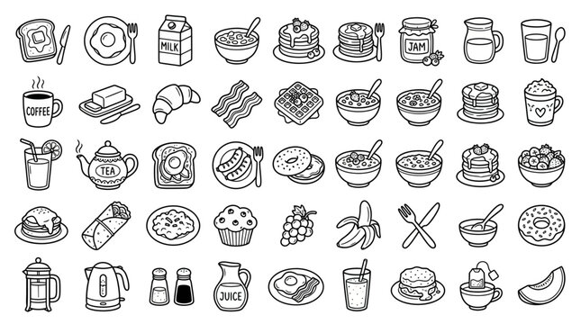 Various types of food and drink.