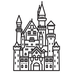 Fototapeta premium Bavarian castle vector line icon for World Heritage Day on April 18
