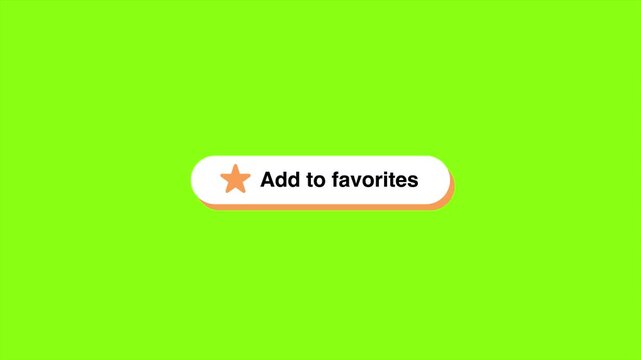 4K motion graphics animation of "add to favorites" button on chroma key green screen background.