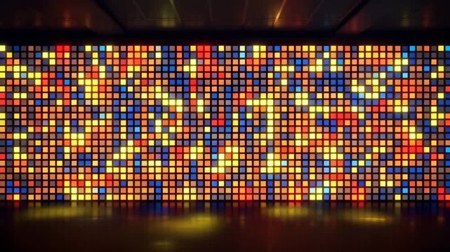 Retro Disco LED Light Wall Flashing in Club Background Loop