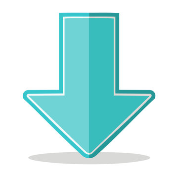 Flat design downward arrow icon