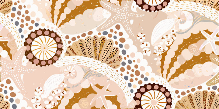 Abstract seashell pattern illustrated coastal marine life design