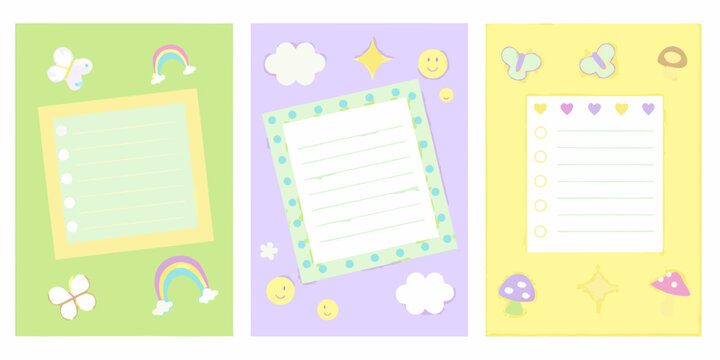 cute doodle note templates three adorable pastel colored stationery designs