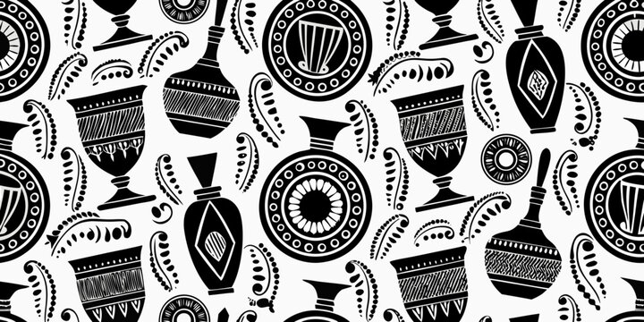 greek pottery pattern a seamless black and white decorative design