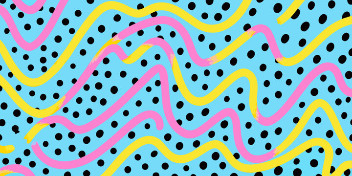 abstract wavy pattern with polka dots in pop art style