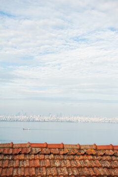 Istanbul cityscape overlooks tranquil waterfront