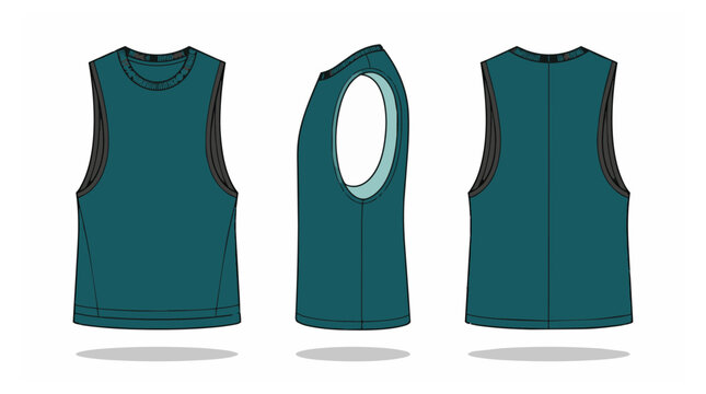 Teal sleeveless shirt design variations.